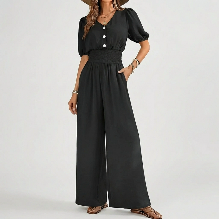 Puffärm Top Och Breda Ben Byxor Jumpsuit