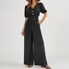 Puffärm Top Och Breda Ben Byxor Jumpsuit