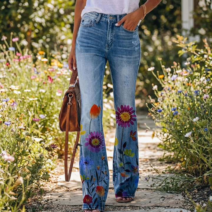 Flare Designade Denimbyxor för Kvinnor