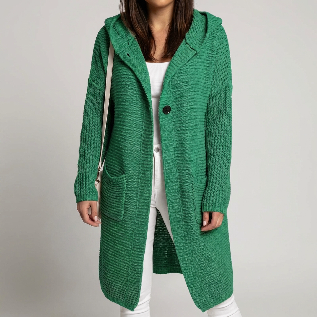 Stickad Hooded Cardigan för Kvinnor