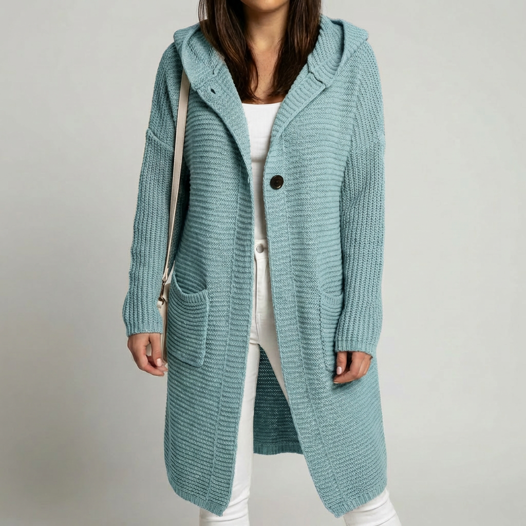 Stickad Hooded Cardigan för Kvinnor