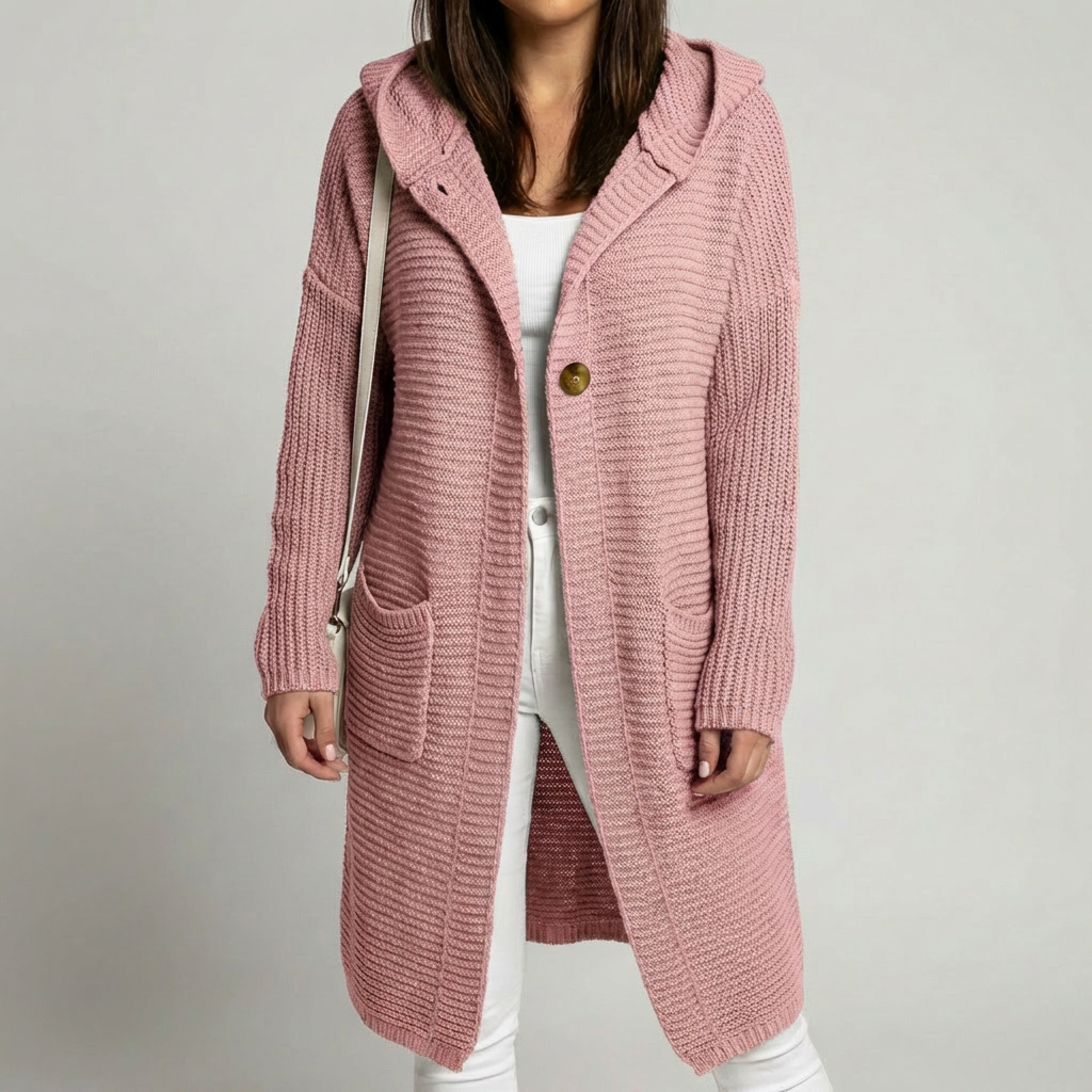Stickad Hooded Cardigan för Kvinnor