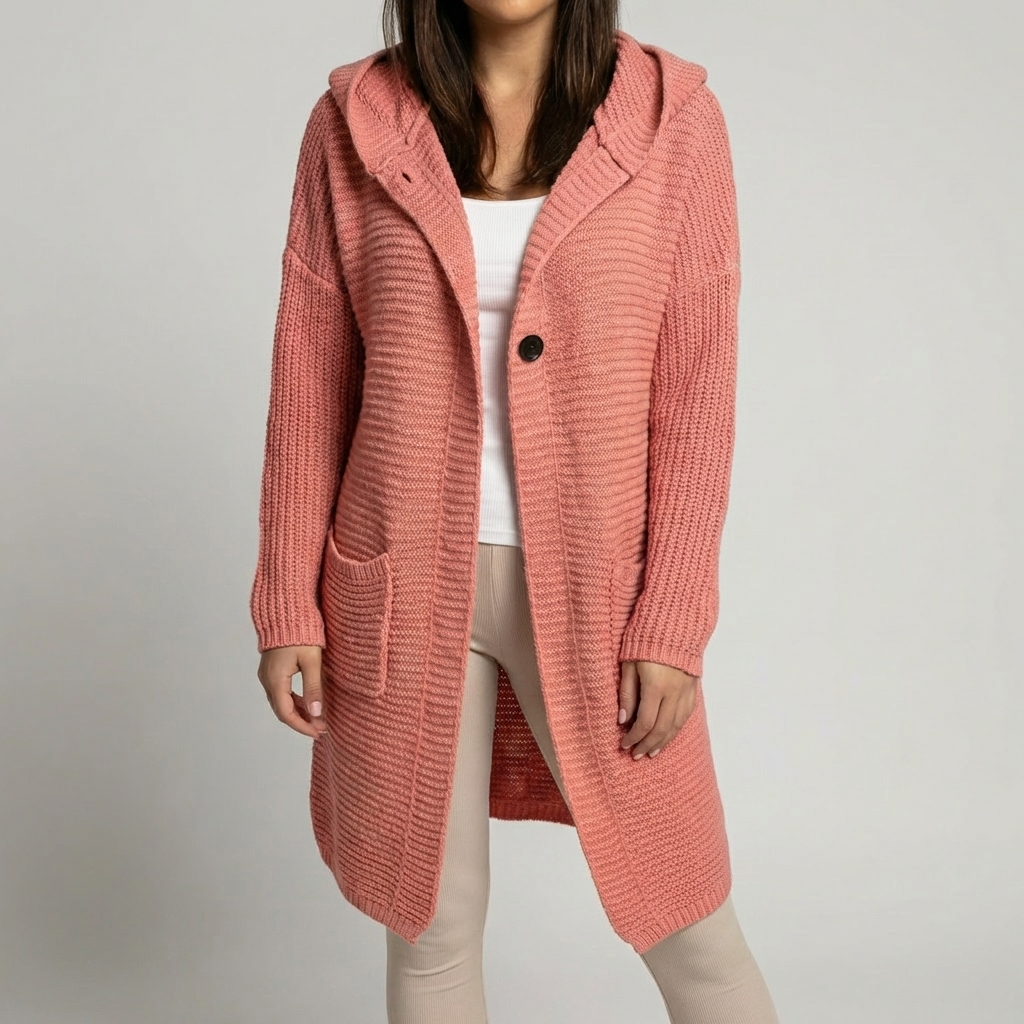 Stickad Hooded Cardigan för Kvinnor