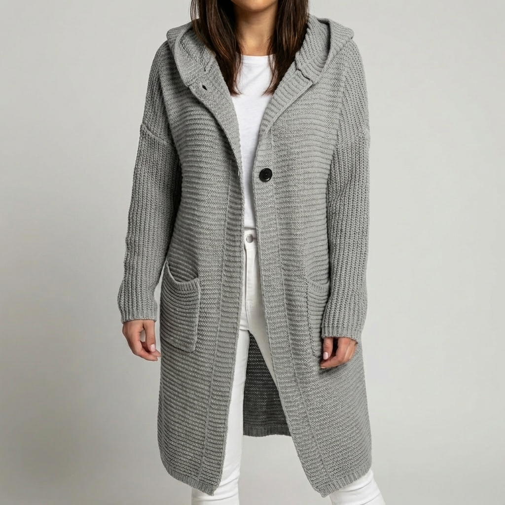 Stickad Hooded Cardigan för Kvinnor