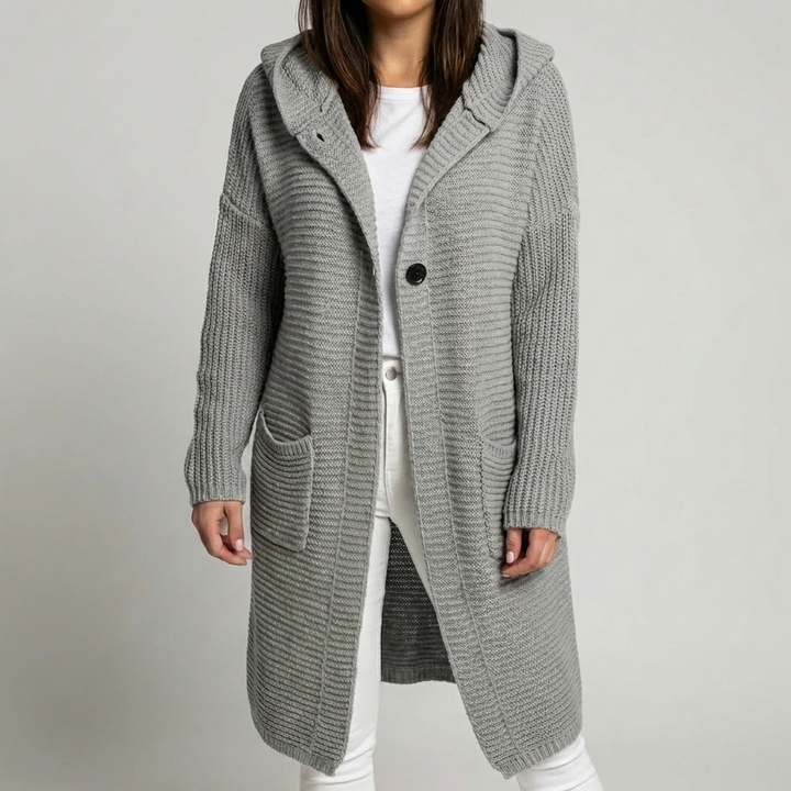 Stickad Hooded Cardigan för Kvinnor