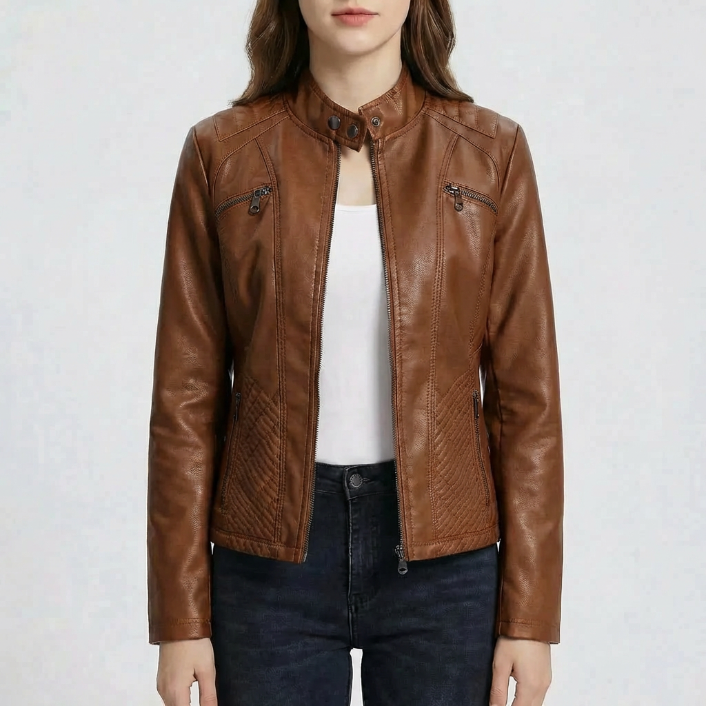 Slim-Fit Moto Jacka för Kvinnor