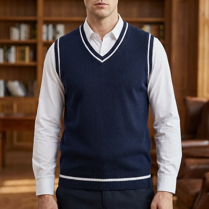 Retro Randig Preppy Stil Ärmlös Pullover