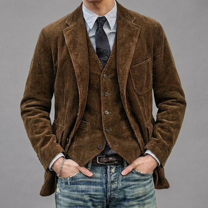 Stilren Vintage Blazer och Väst Set
