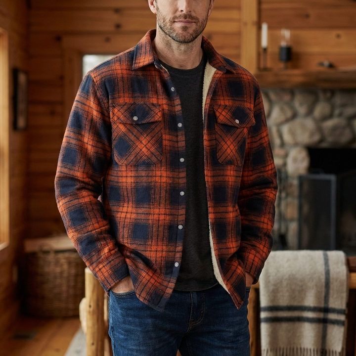 Fleece-Fodrad Rutig Jacka