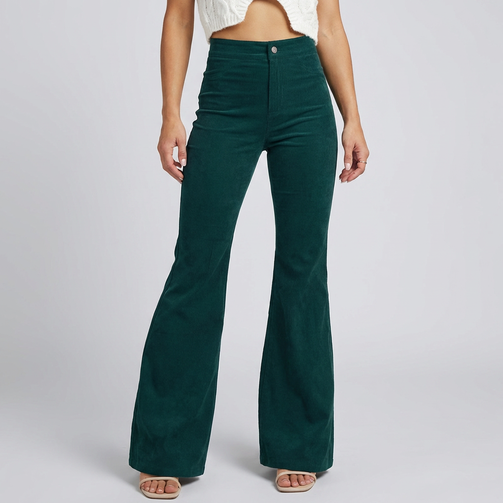 Trendy Velour Flared Byxor för Kvinnor