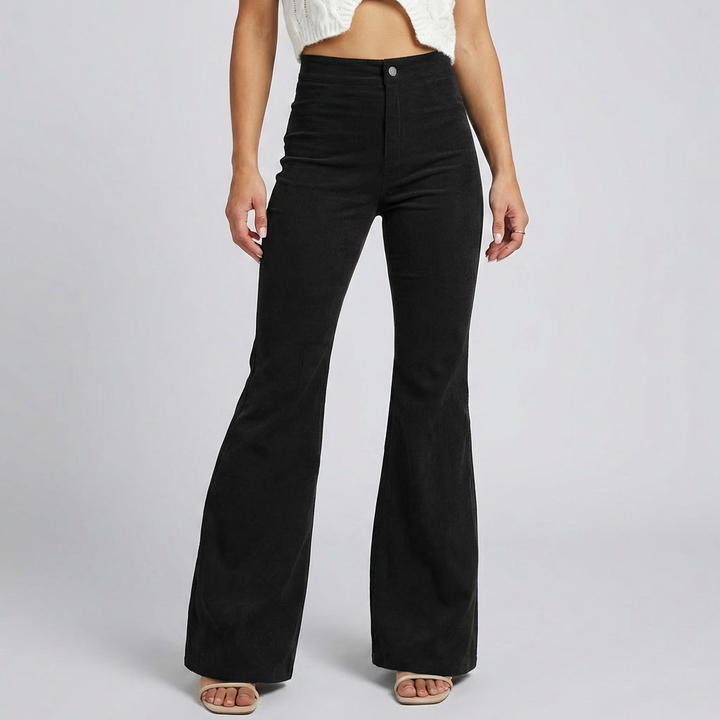 Trendy Velour Flared Byxor för Kvinnor