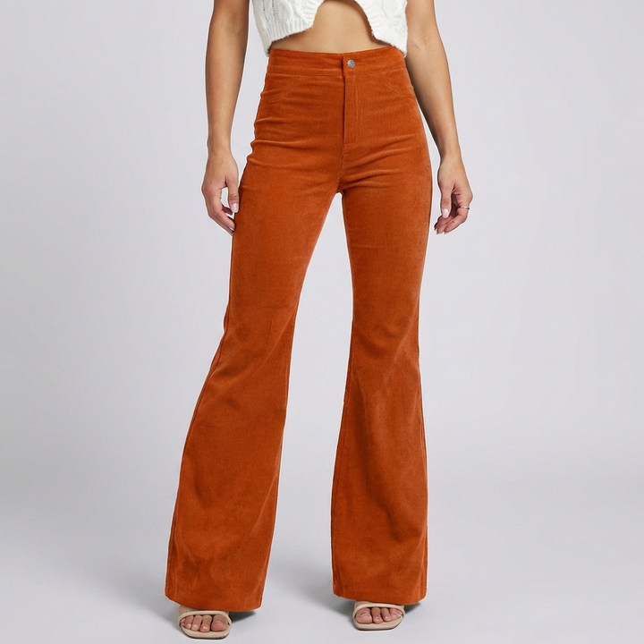Trendy Velour Flared Byxor för Kvinnor