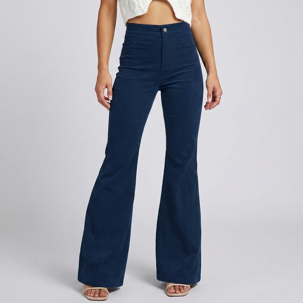 Trendy Velour Flared Byxor för Kvinnor