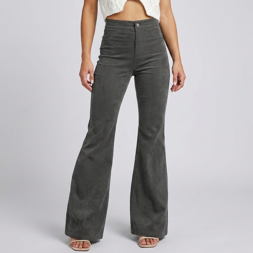Trendy Velour Flared Byxor för Kvinnor