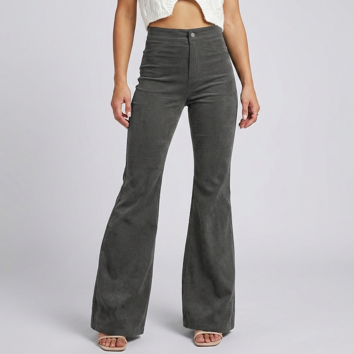 Trendy Velour Flared Byxor för Kvinnor