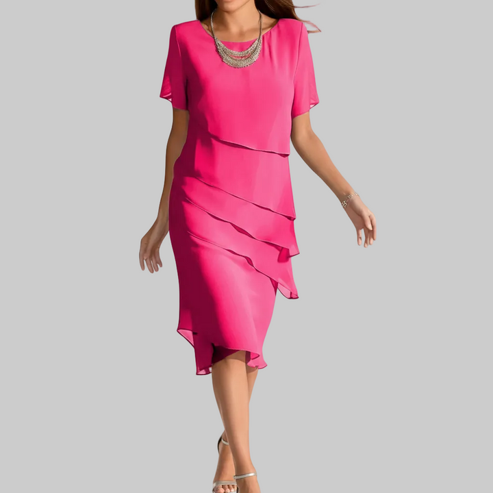 Luxe Chiffon Midi Klänning för Kvinnor