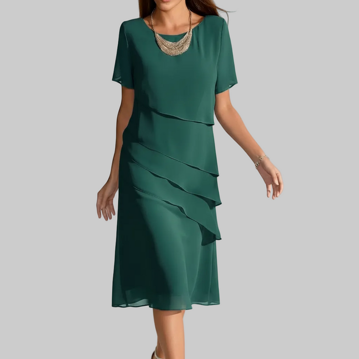 Luxe Chiffon Midi Klänning för Kvinnor