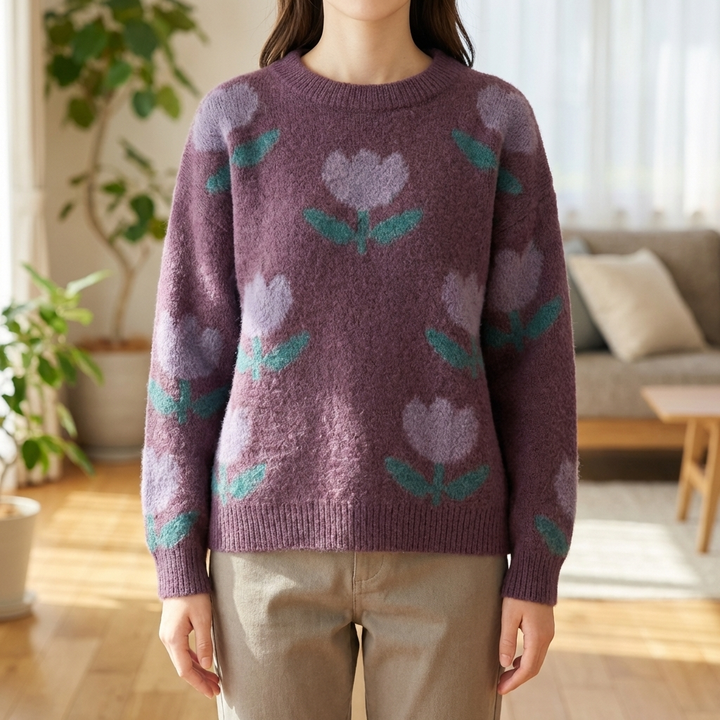 Blomtryckt Barn Pullover Tröja