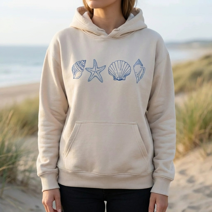 Kvinnors Snäcktryck Hoodie