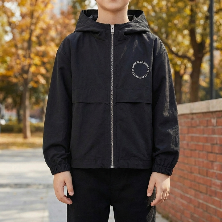 Hooded Kids Winter Jacket With Pockets