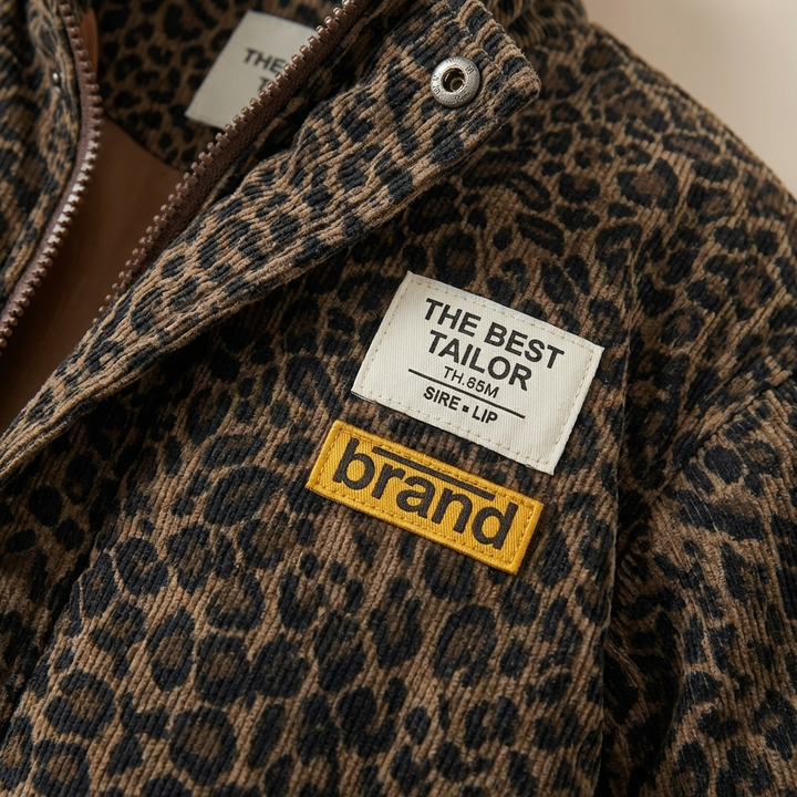 Quiltad Leopard Mönster Barnjacka