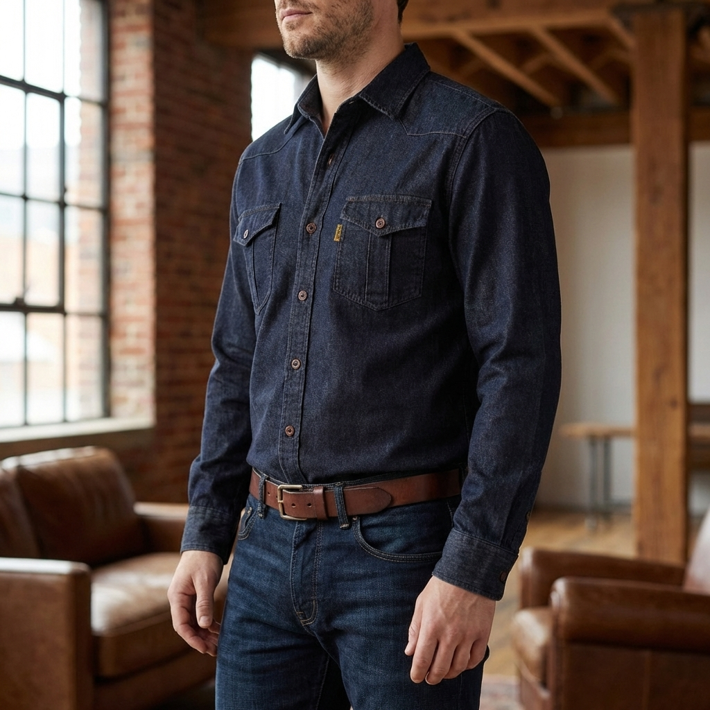 Klassisk Denimskjorta med Långa Ärmar