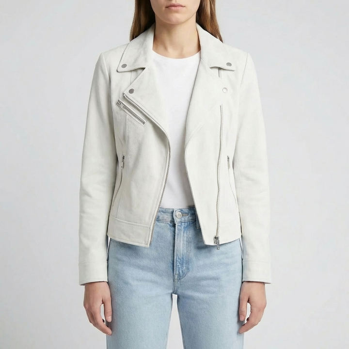 Croppad Moto-Stil Dragkedja Jacka