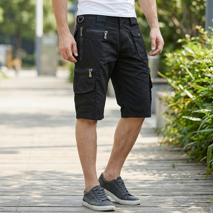 Knälång Passform Cargo Shorts för Män