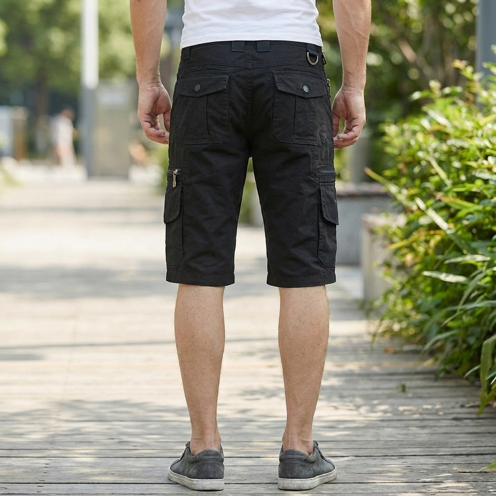 Knälång Passform Cargo Shorts för Män