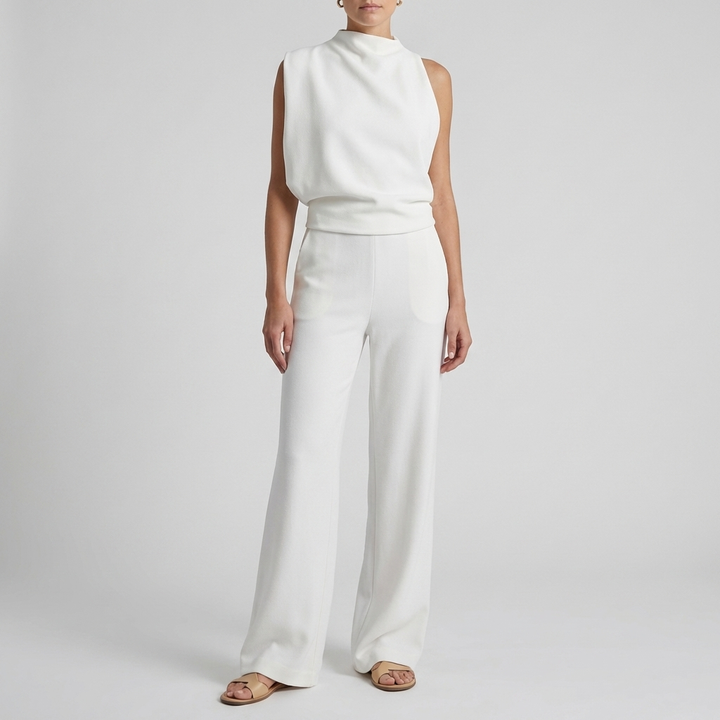 Kvinnors eleganta ärmlösa jumpsuit