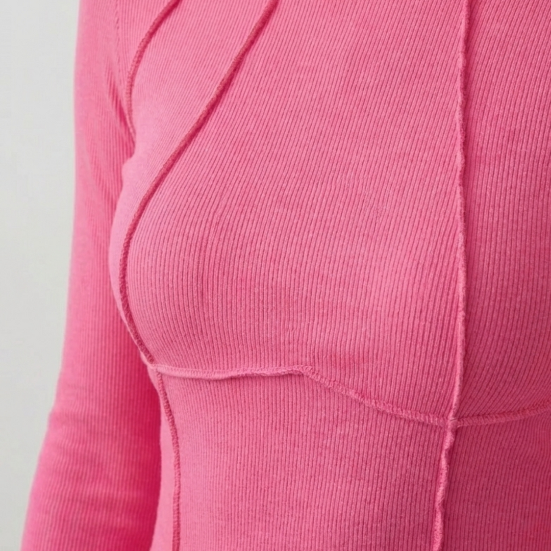 Tajt Ribbad Långärmad Crop Top