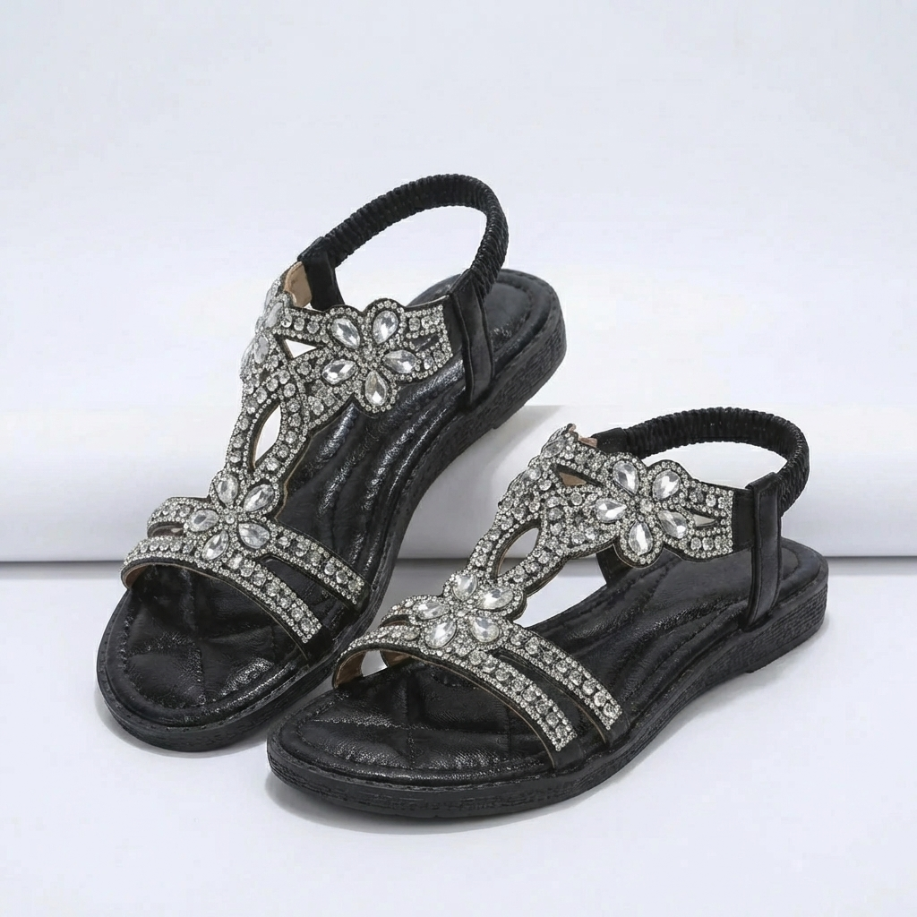 Dekorerad Öppen Tå Boho Platt Sandal för Kvinnor
