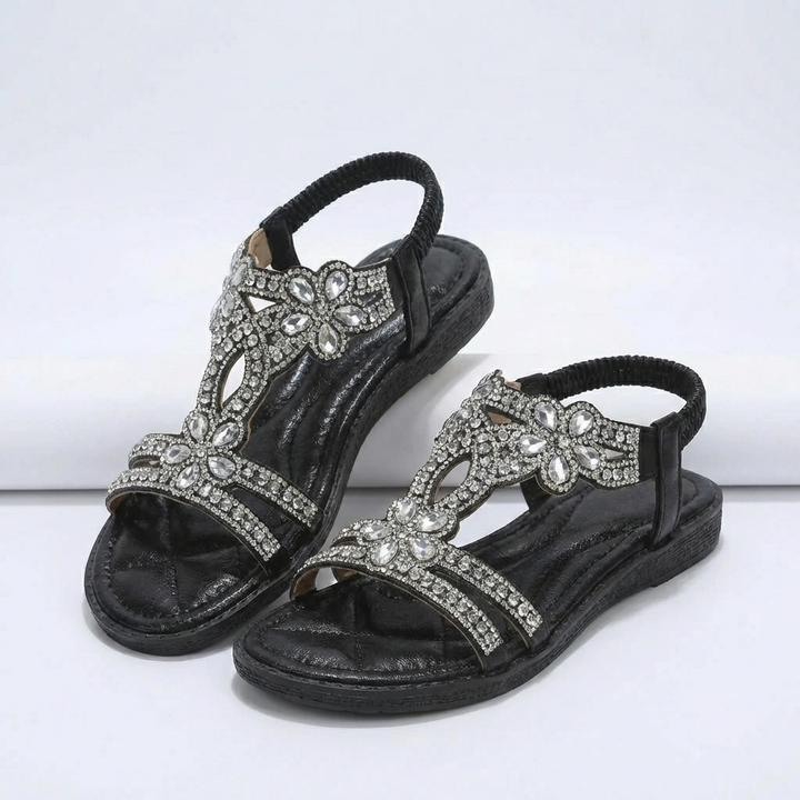 Dekorerad Öppen Tå Boho Platt Sandal för Kvinnor