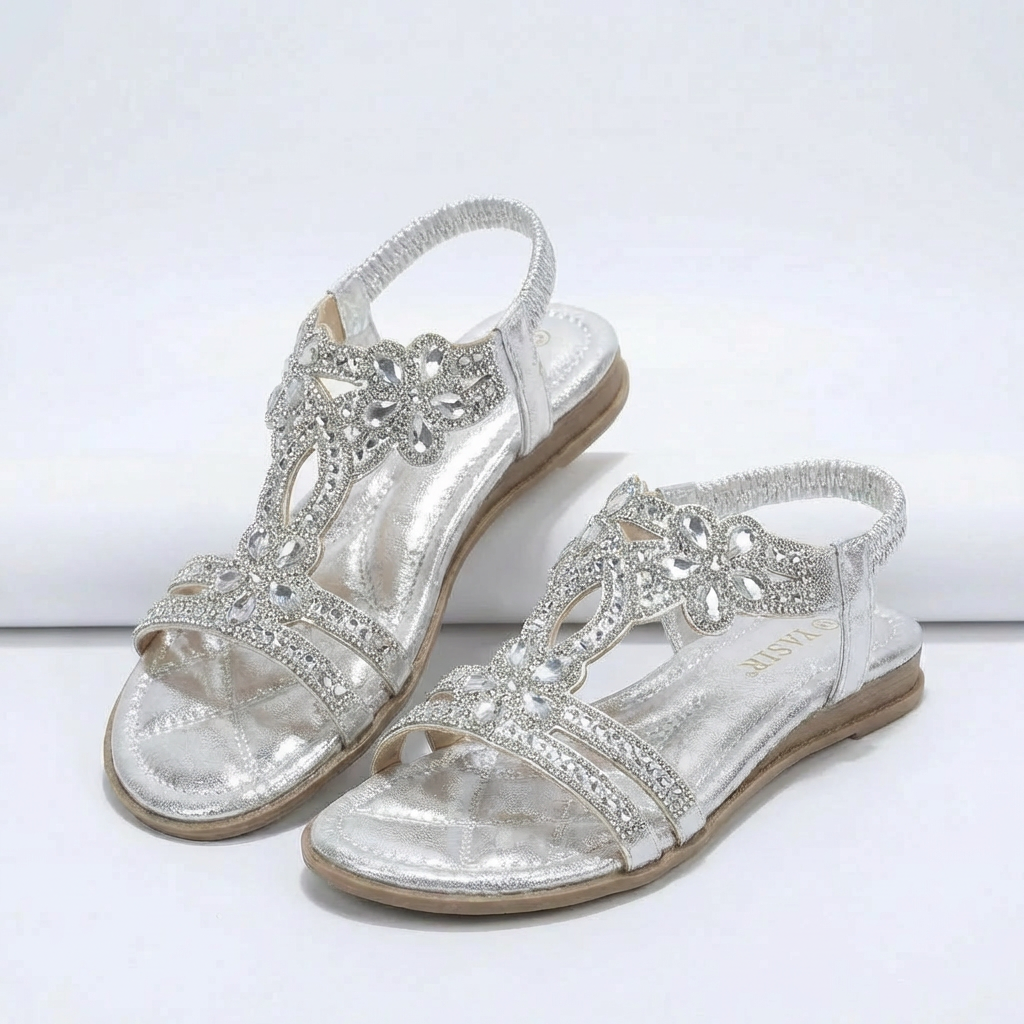 Dekorerad Öppen Tå Boho Platt Sandal för Kvinnor