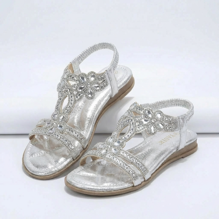 Dekorerad Öppen Tå Boho Platt Sandal för Kvinnor
