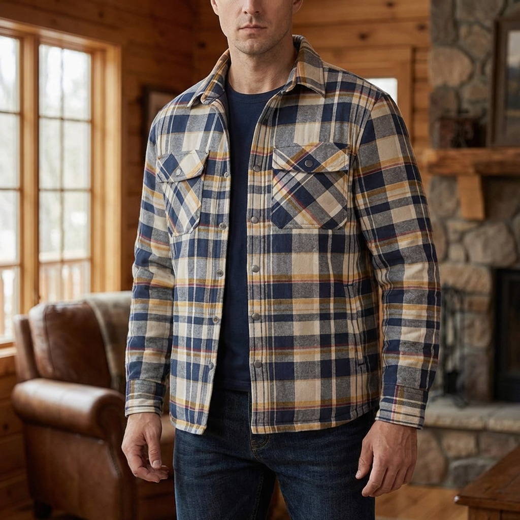 Bomull Kontrollerad Flanell Lumberjack Skjorta