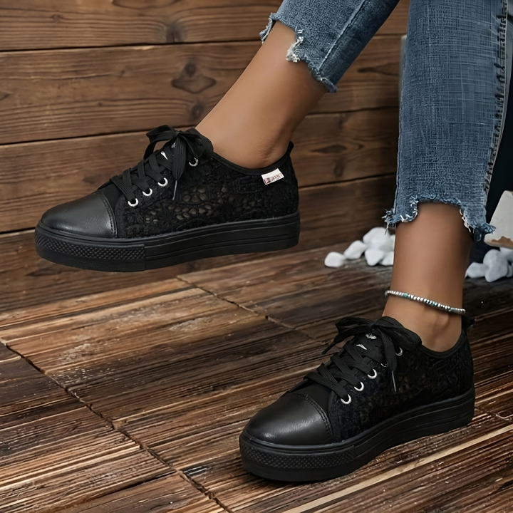 Spets-stickad Plattform Sneaker För Kvinnor
