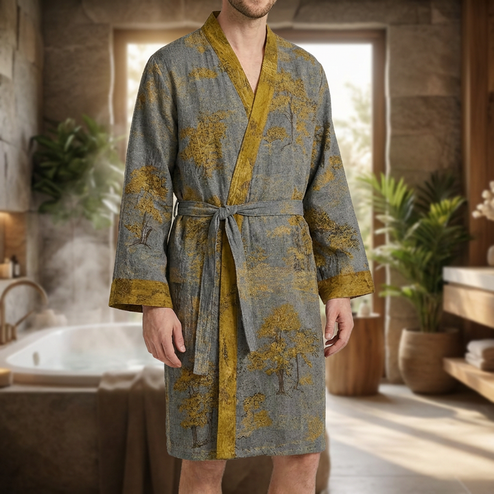 Lättviktig Mäns Bomull Kimono Morgonrock