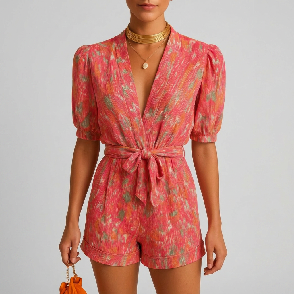 Sommarlook Jumpsuit Puffärmar för Kvinnor