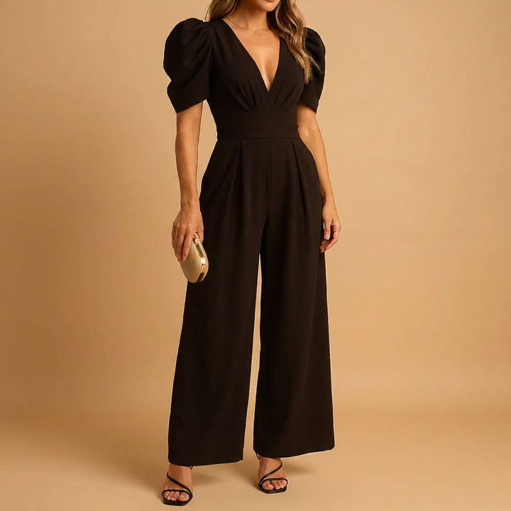 Smickrande Puff Sleeve passform Jumpsuit för kvinnor