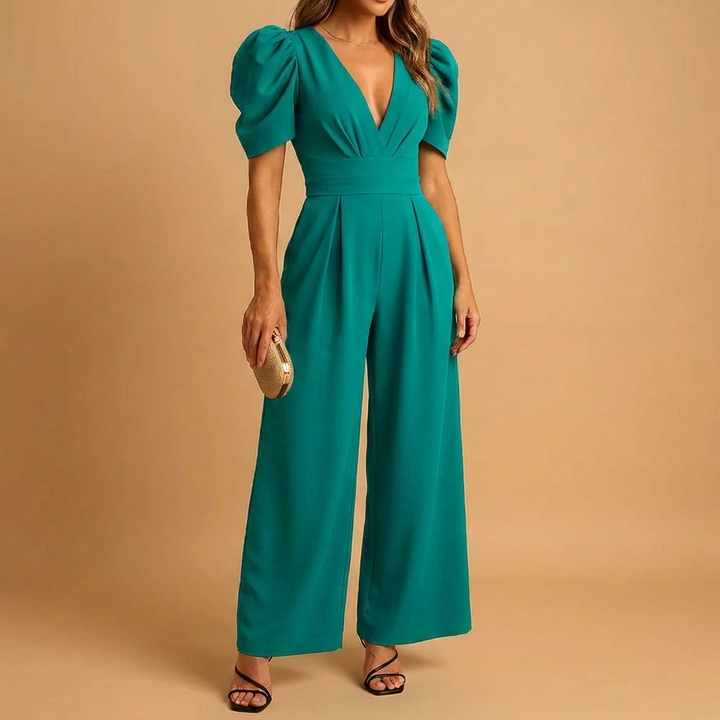Smickrande Puff Sleeve passform Jumpsuit för kvinnor