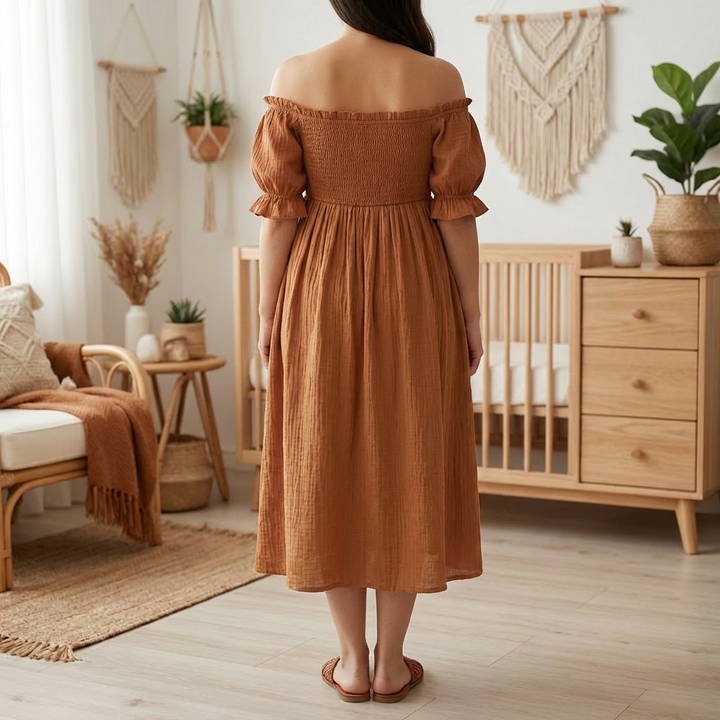 Off-Shoulder Maxi Mamma Klänning för Kvinnor
