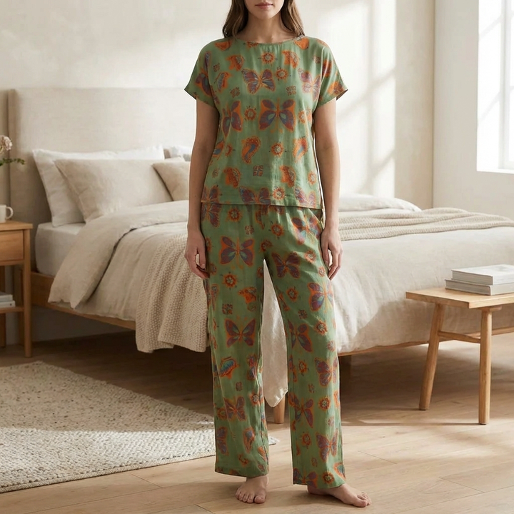 2-delat Butterfly Print Loungewear Set