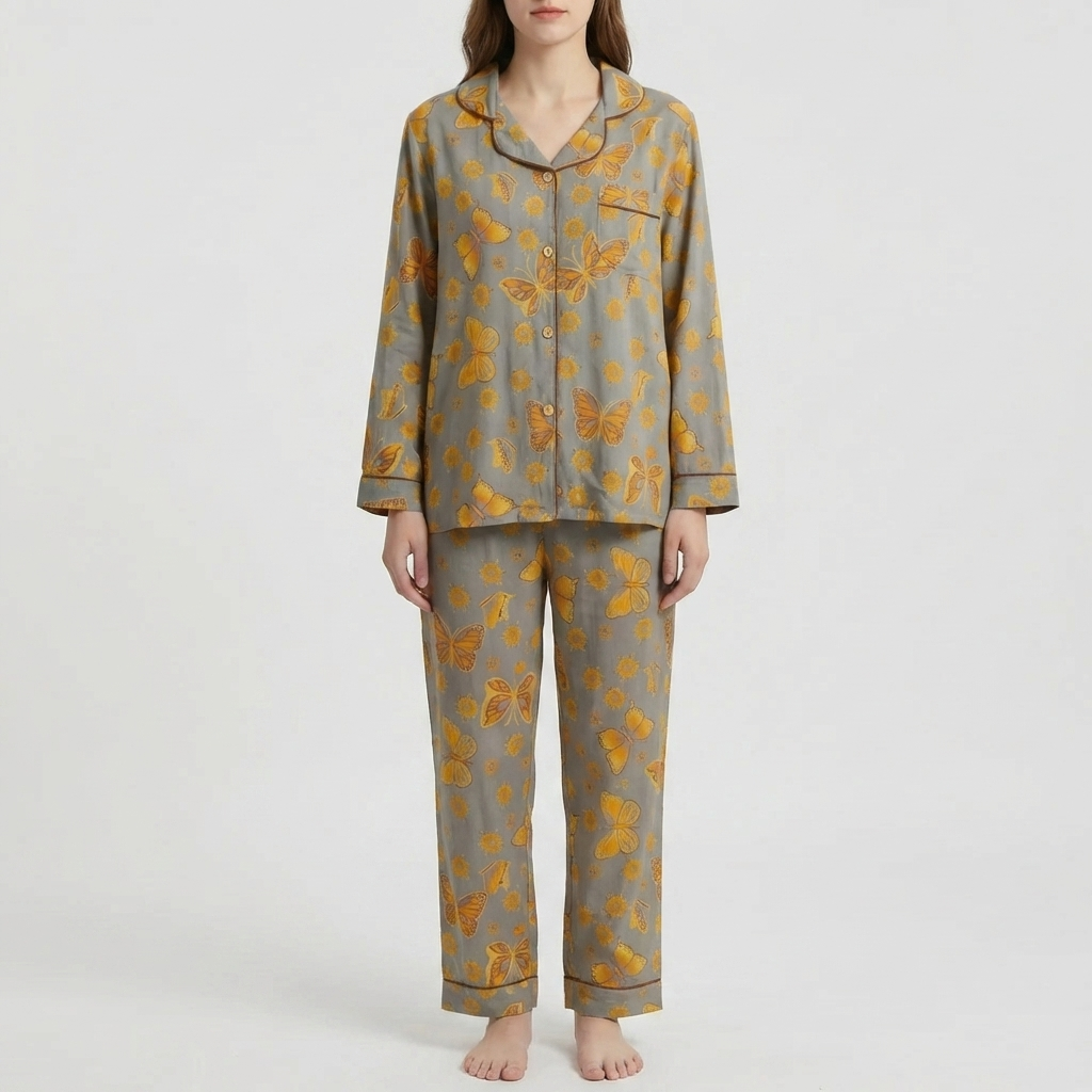 2-delat Butterfly Print Loungewear Set