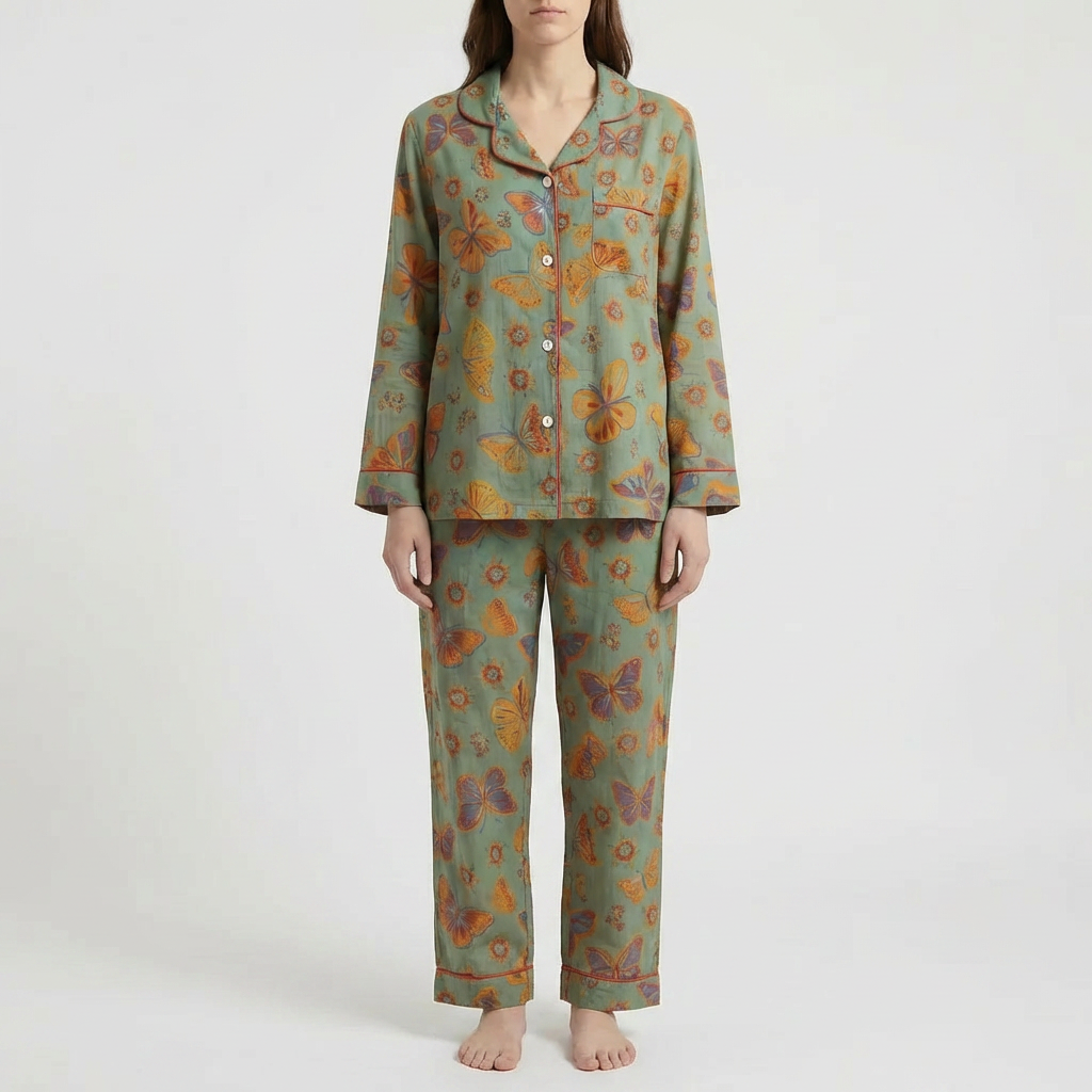 2-delat Butterfly Print Loungewear Set
