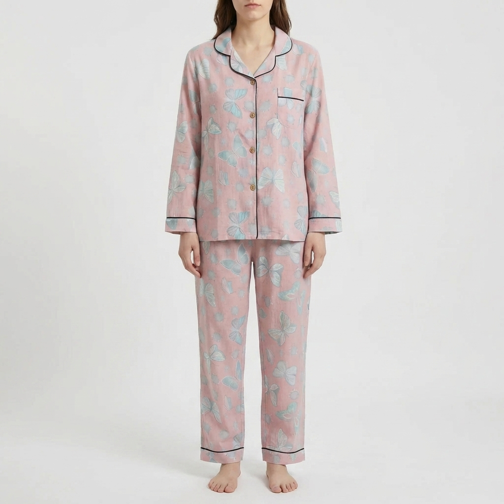 2-delat Butterfly Print Loungewear Set