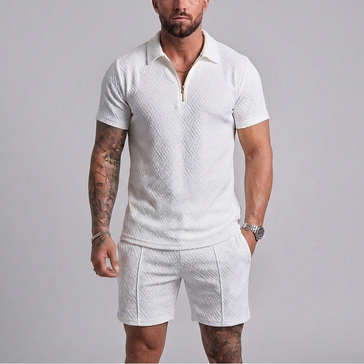 Avslappnad Dragkedja Krage Sommar Träningsdräkt Outfit