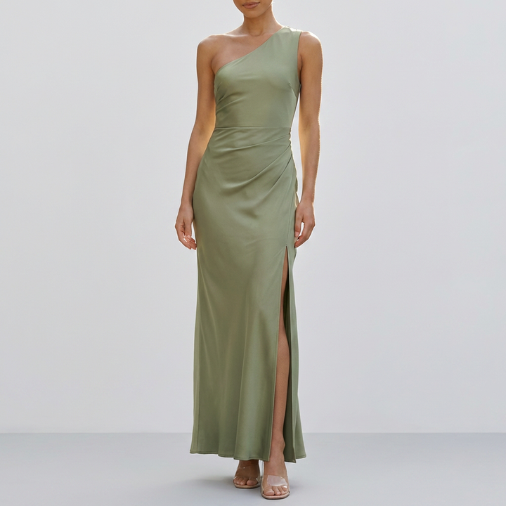 Kvinnors En Axel Satin Maxi Klänning