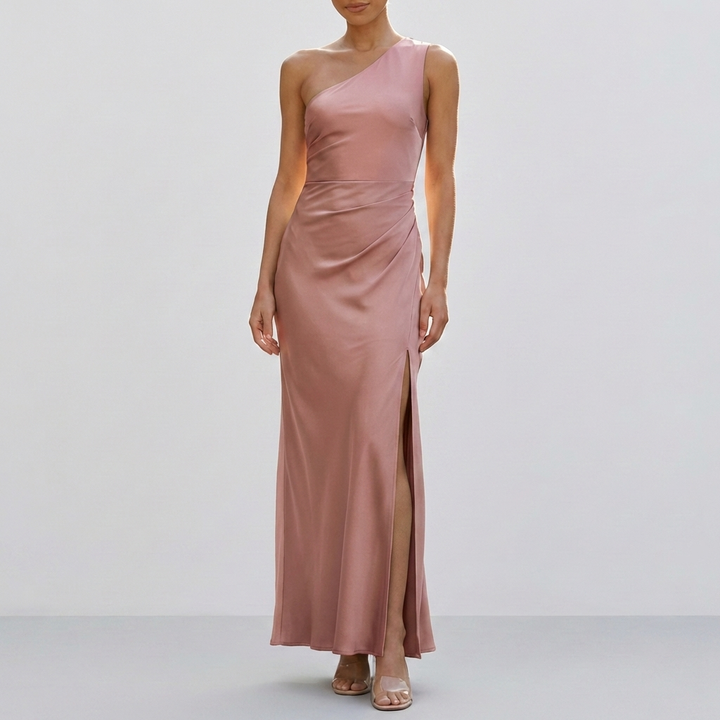 Kvinnors En Axel Satin Maxi Klänning