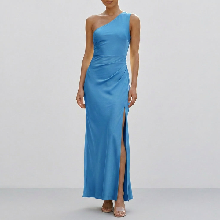 Kvinnors En Axel Satin Maxi Klänning